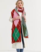 Asos Design Knitted Argyle Long Scarf