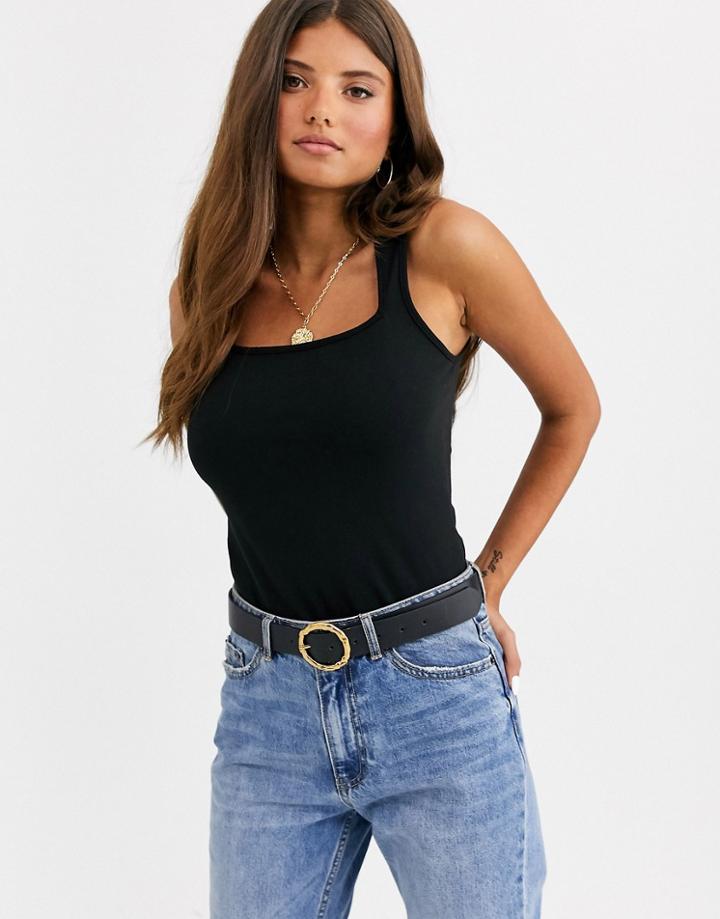 Asos Design Fuller Bust Tank With Sexy Square Neck In Black
