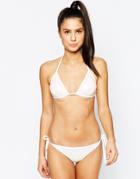 Goddiva Sequin Triangle Bikini Set - White
