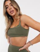 Sixth June Crop Top In Bandage Rib Two-piece-green