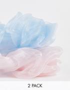 Southbeach Two Pack Extra Large Organza Hair Scrunchie-multi