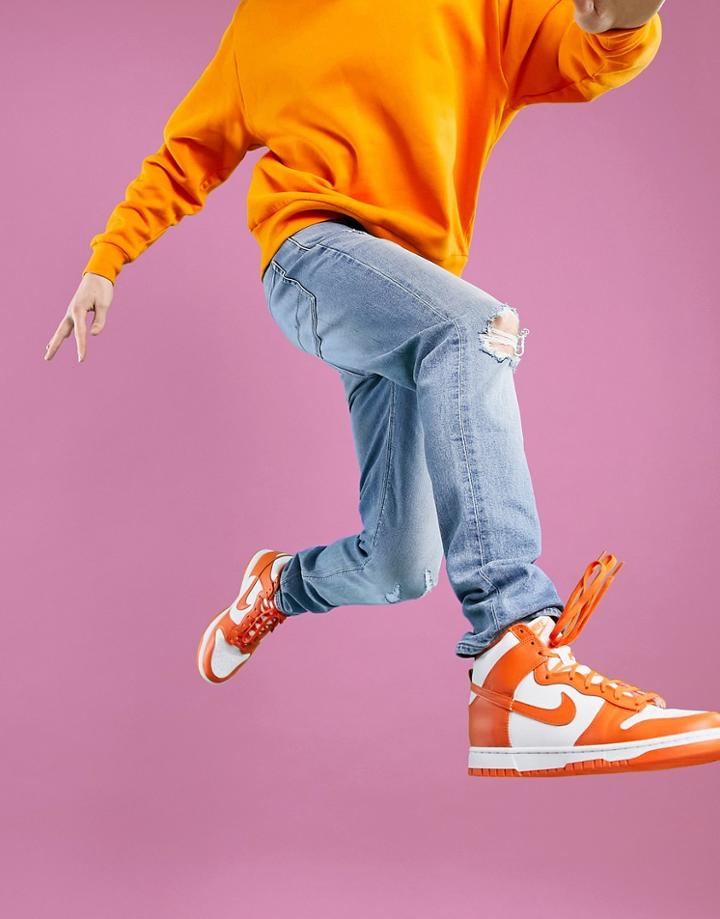 Asos Design Skinny Ripped Jeans In Light Wash Blue-blues