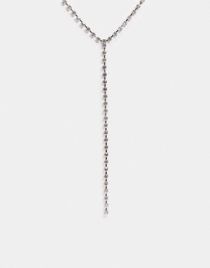 True Decadence Lariat Necklace In Crystal-silver