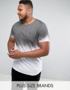 Noose & Monkey Plus Longline Muscle Fit T-shirt With Sprayed Ombre - Gray