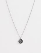 Asos Design Necklace With Religious Style Pendant In Burnished Silver Tone