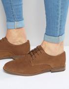 Asos Derby Shoes In Tan Suede With Natural Sole - Tan