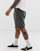 Asos Design Utility Shorts In Washed Gray Heavyweight Canvas