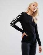 Noisy May T-shirt With Slogan Sleeve Detail - Black