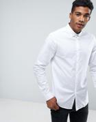 Asos Slim Shirt In White With Button Down Collar - White