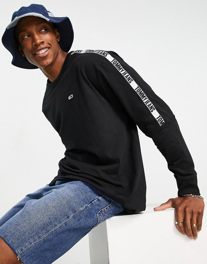 Tommy Jeans Tape Logo Long Sleeve T-shirt In Black