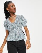 Influence Shirred Blouse In Ditsy Floral-multi