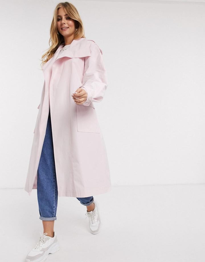 Asos Design Waterfall Trench Coat In Pink