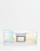 Asos Metal Clasp Slim Clutch Bag - Hologram