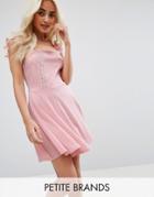 Miss Selfridge Petite Lace Skater Dress - Pink