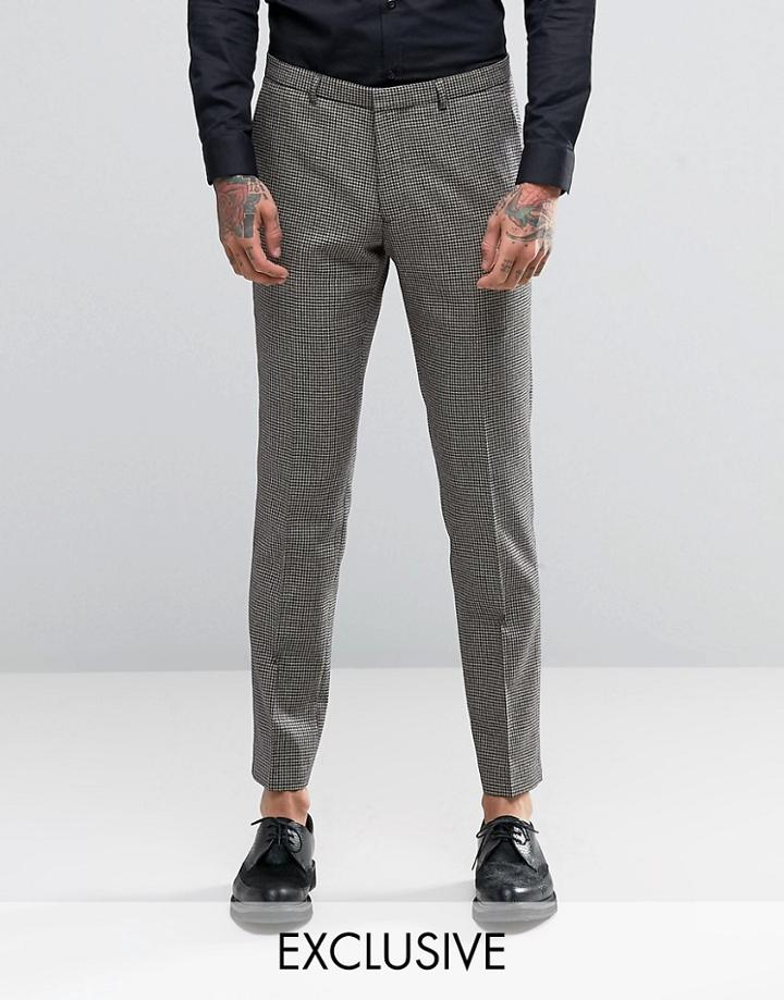 Heart & Dagger Skinny Suit Pants In Dogstooth - Brown