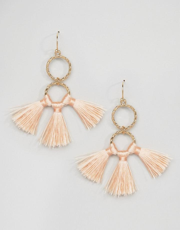Asos Pretty Triple Tassel Earrings - Copper