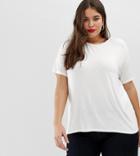 Asos Design Curve T-shirt With Drapey Split Back In White - White