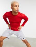 Nike Training Dri-fit Long Sleeve Top In Red-yellow