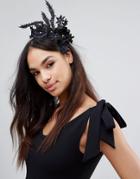 Loverocks London Races Day Flower Headband - Black