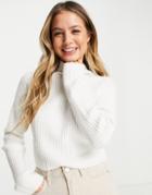 Monki Recycled Polyester Ribbed Sweater In Off White