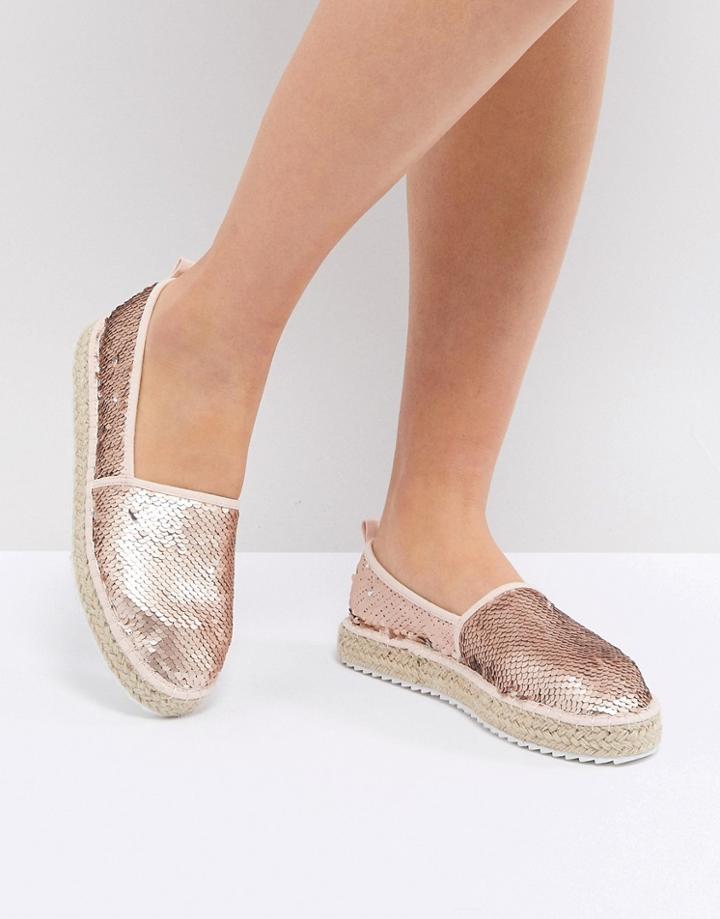 Asos Design Justene Sequin Espadrilles - Gold