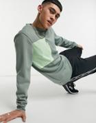 Reebok Sweatshirt With Woven Utility Pocket In Khaki-green