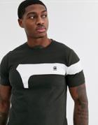 G-star Panel Logo Slim Fit T-shirt In Khaki/ White-green