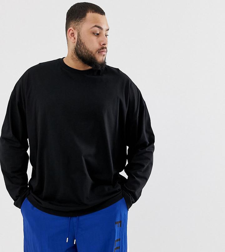 Asos Design Plus Oversized Long Sleeve T-shirt In Black