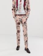 Twisted Tailor Super Skinny Suit Pants In Dusky Pink Floral