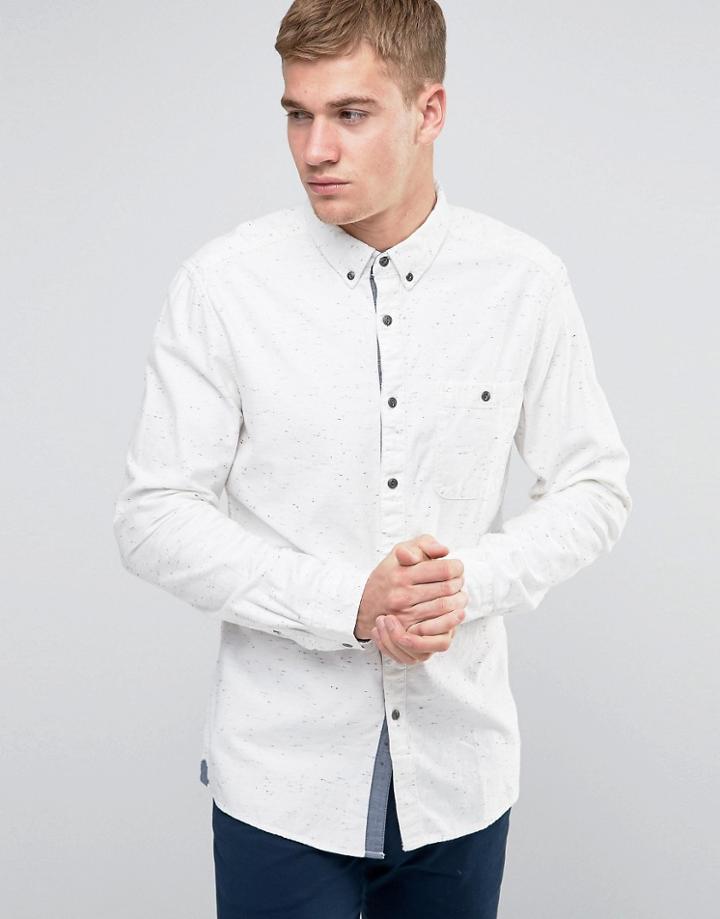 Esprit Cotton Shirt With Fleck In Regular Fit - White