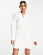Stradivarius Blazer Dress With Cut-out Detail In White