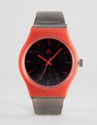 Asos Design Minimal Rubberised Watch With Contrast Red Details - Black