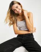 Hollister Cropped Tank Top In Lilac Floral-purple