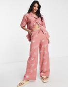 Damson Madder All-over Embroidered Pants In Terracotta - Part Of A Set-brown