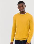 Asos Design Cotton Sweater In Mustard - Yellow