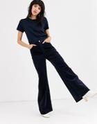 Weekday Flared Corduroy Pants In Navy