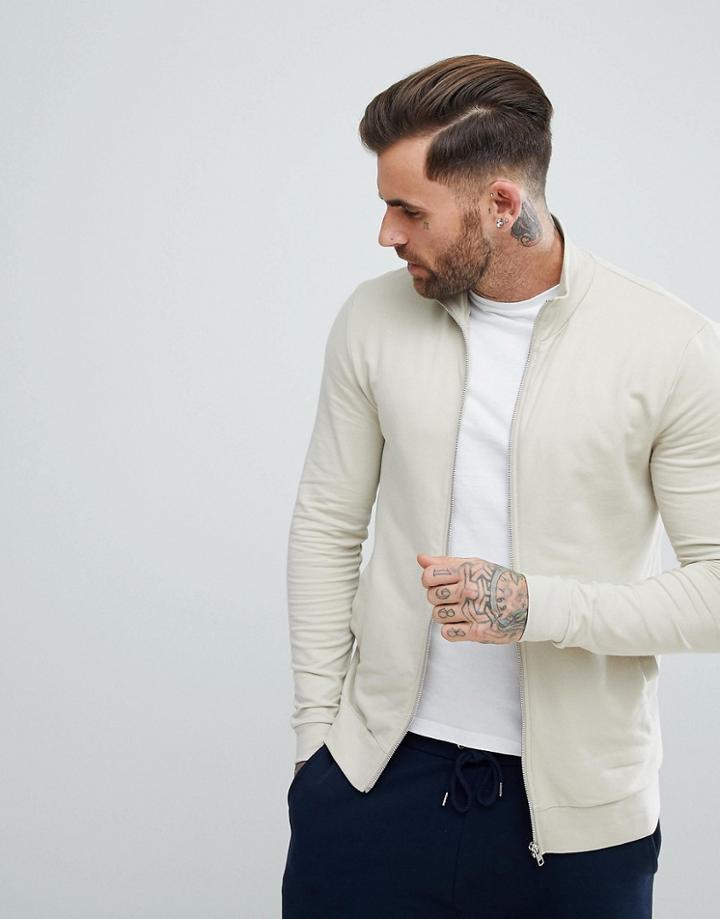 Asos Muscle Track Jacket In Beige - Beige
