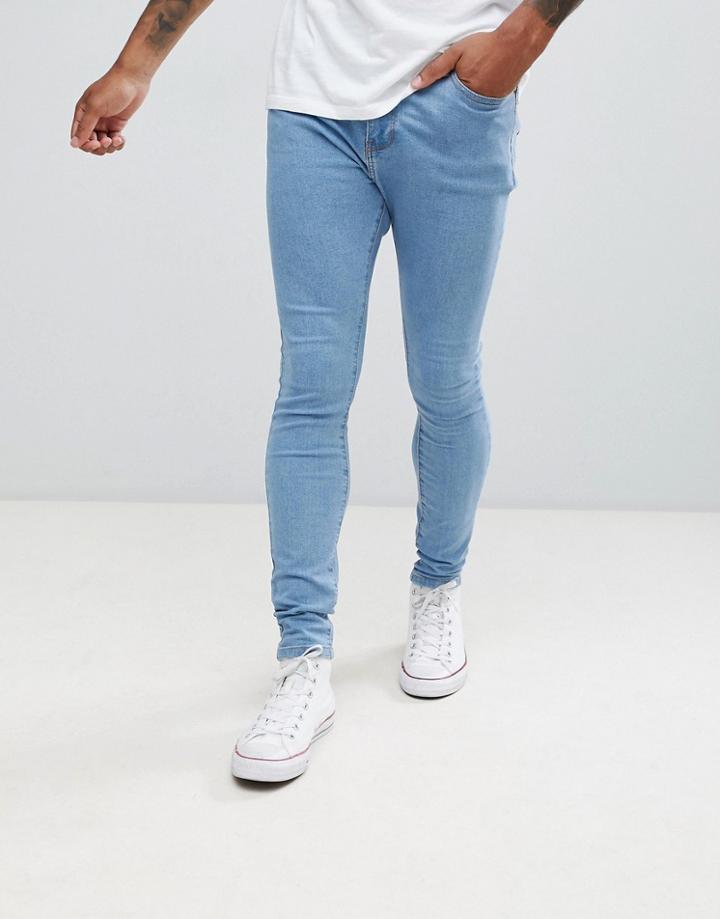 Bershka Super Skinny Jeans In Light Blue - Blue