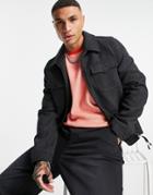 Asos Design Wool-blend Harrington Shirt Jacket In Gray-grey