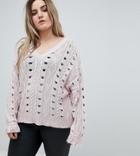 Religion Plus Cable Knit Sweater - Pink