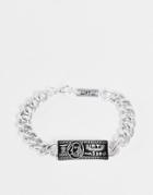Wftw Thick Curb Chain Bracelet With Dollar Bill Id Bar In Silver