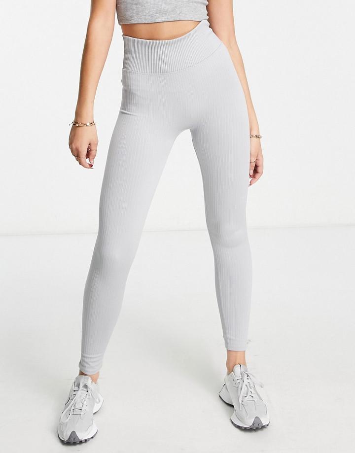 Mango High Waisted Active Leggings In Slate Gray