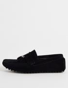 Truffle Collection Faux Leather Tassel Loafers In Black Micro