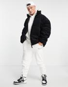 New Look Oversized Cord Puffer In Black