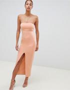 Asos Design Scuba Bandeau Maxi Dress - Pink