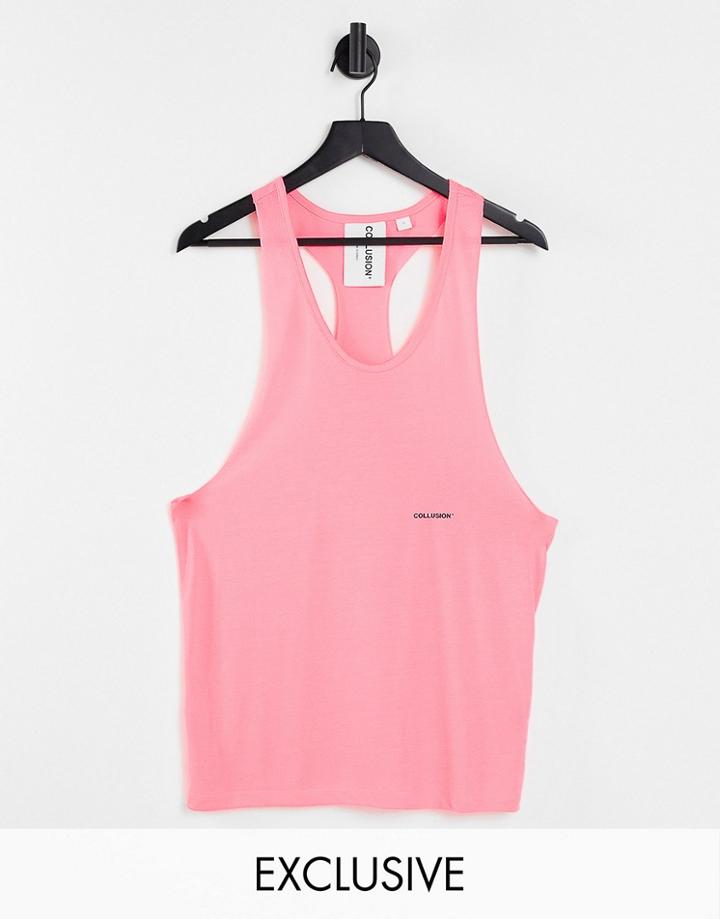 Collusion Unisex Neon Tank In Pink