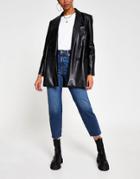 River Island Blair High Rise Straight Cut Jeans In Dark Blue