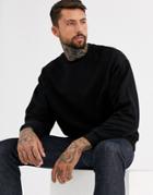 Asos Design Oversized Ribbed Sweatshirt In Black