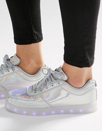 Wize & Ope Pop Silver Light Up Sole Sneakers - Laminated Silver