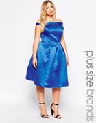 Truly You Straight Bardot Satin Prom Dress - Blue